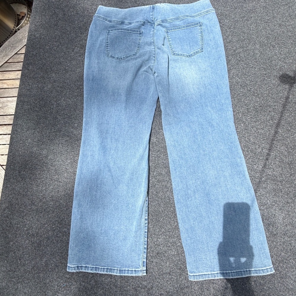 Soft Surroundings Jeans Womens 18W Light Blue Pull On High Rise Wide Leg Stretch - Picture 5 of 11